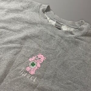 Lucky Care Bear‎ Hazel Gildan Crewneck Sweatshirt Grey Large Custom